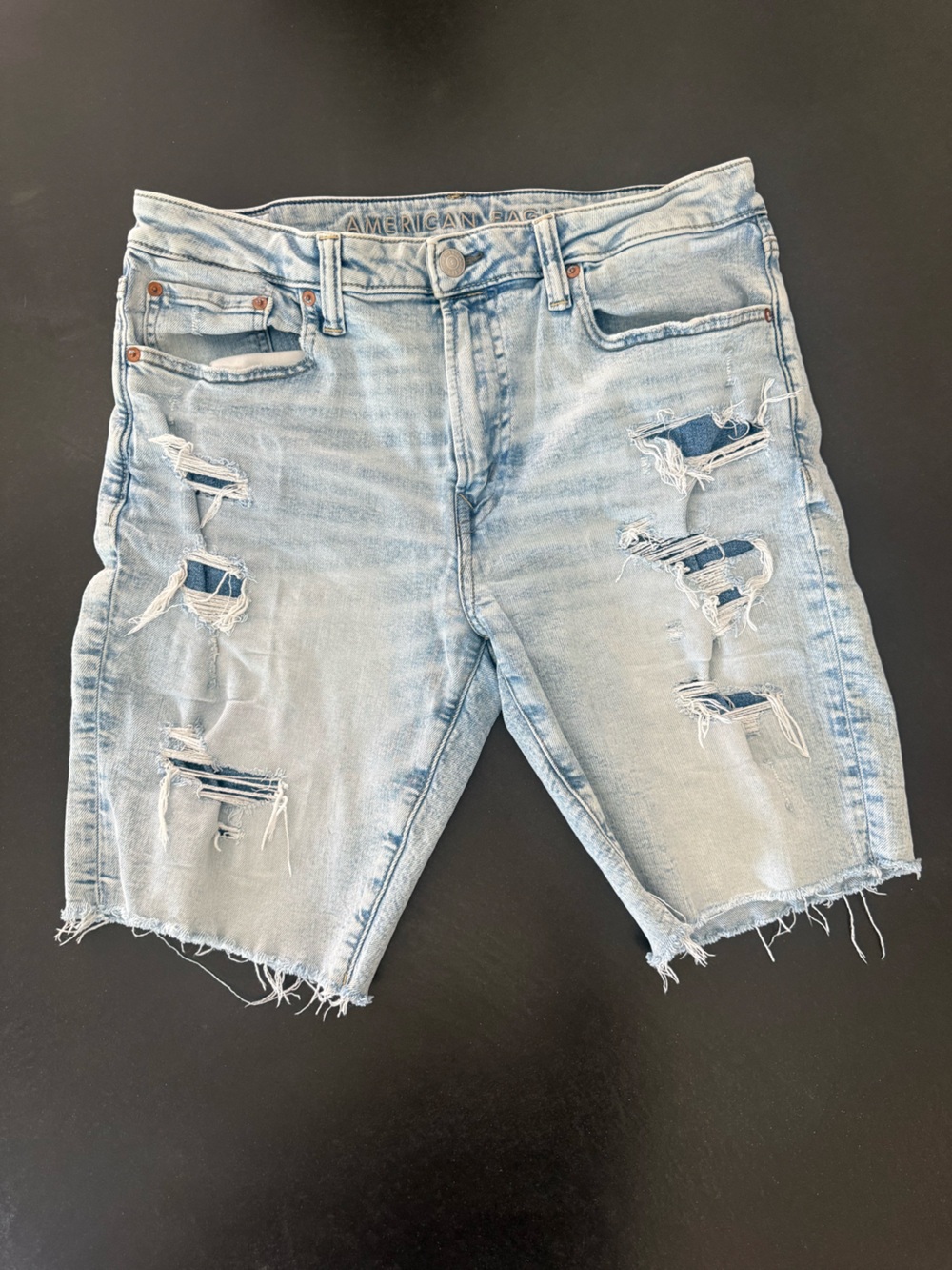 American Eagle Outfitters Light Blue Distressed Denim Shorts